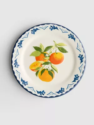 Plato pequeño con diseño floral mediterráneo