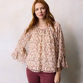 Women's LC Lauren Conrad Flutter Godet Sleeve Top