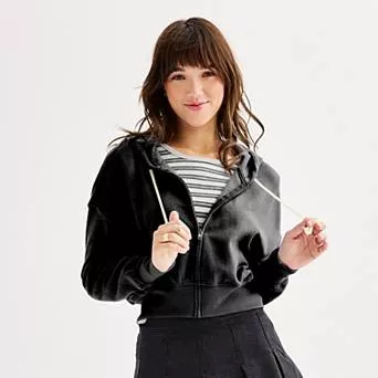 Juniors' SO® Favorite Cropped Full-Zip Hoodie