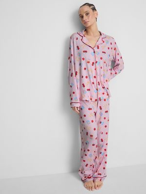 Pijama de corte boyfriend con estampado de despensa