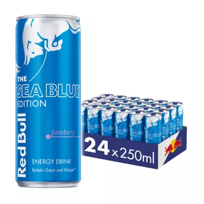 Red Bull Energy Drink Sea Blue Edition Juneberry 0,25 Liter Dose, 24er Pack