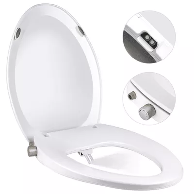 Liba Dual Nozzle Non-Electric Bidet Toilet Seat, Bidet Attachment for Elongated Toilet, Self-Cleaning, Feminine & Posterior