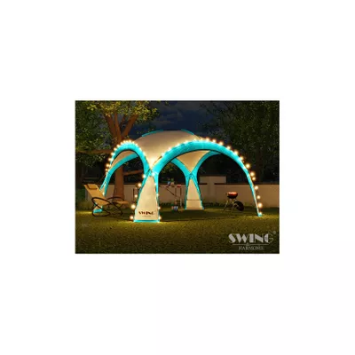 Swing&Harmonie LED Event Pavillon 3,6 x 3,6m DomeShelter Garten Pavillion inkl. Solarmodul Pavilion Designer Gartenzelt Camping Pavilon Partyzelt mit Beleuchtung - versch. Ausführungen