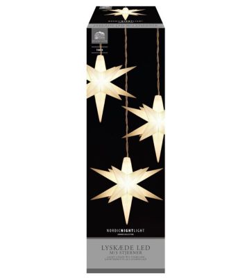 Lyskæde m/3 stjerner og LED-lys