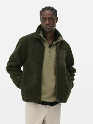 Chaqueta de piel de borrego sintética con cremallera