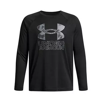 Boys 8-20 Under Armour Tech™ Logo Print Long Sleeve Graphic Tee in Regular & Husky