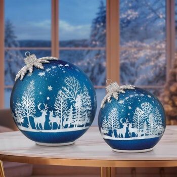 Seasonal Rotating Glass Balls Assortment 2 Piece Set