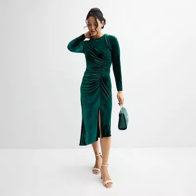 Women's Maison Tara Lux Velvet Asymmetrical Midi Dress