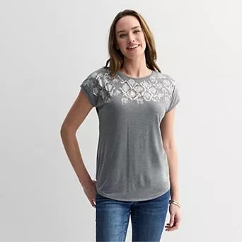 Women's Apt. 9® Short Sleeve Embellished Top