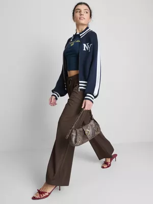 Jersey de punto universitario con cremallera