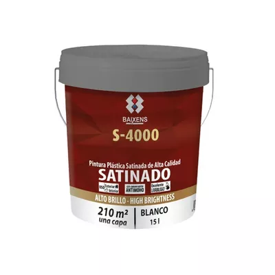 PINTURA PLASTICA BLANCA SATINADA 15L S4000