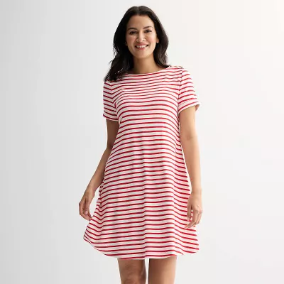 Women's Croft & Barrow® Buttoned Shoulder T-Shirt Dress