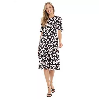 Women's London Times Printed Midi A-Line Dress