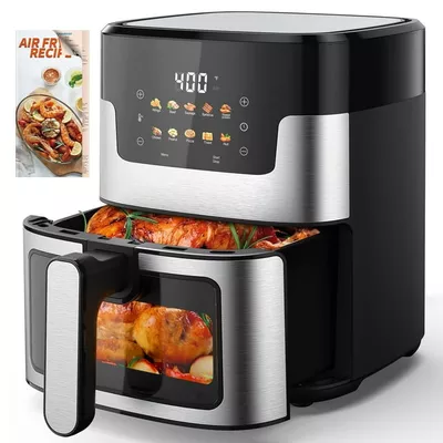 Suodoka 10 in 1 Air Fryer 6 Qt Capacity, Compact Countertop with Nonstick Basket, 400F Air Crisp