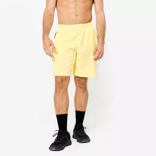 Pantaloncini uomo palestra regular fit traspiranti con tasche con zip gialli
