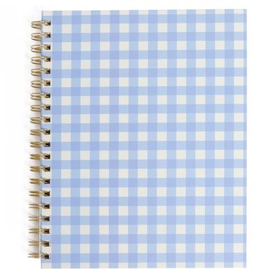 Pearhead Blue Gingham College Ruled Spiral Notebook with Hardcover, 8 x 10.5 inches, 200 Pages