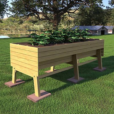 Veikous Large Wooden Raised Garden Bed with Funnel Design and Liner, 70.8 in. x 31.4 in. x 28.5 in., Natural