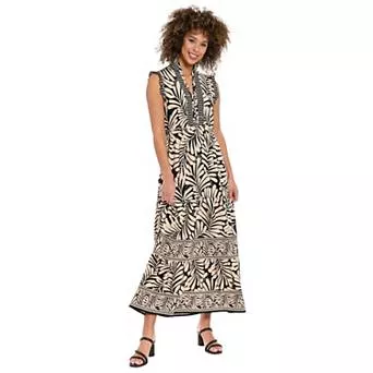 Women's London Times Smocked Waist Tiered Maxi Dress