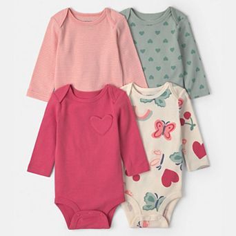 Baby Girl Carter's 4-Pack Long-Sleeve Bodysuits