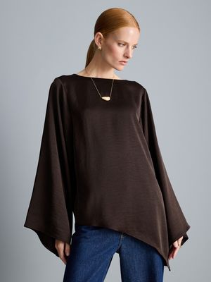 Blusa larga asimétrica de satén
