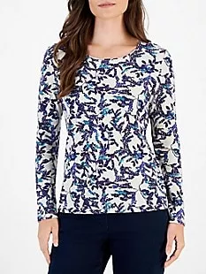 Forest-Inspired Print Long-Sleeve Top