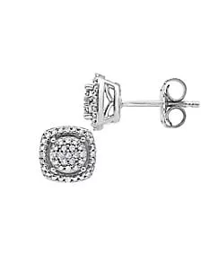 Sterling Silver & 0.10 CT. T.W. Diamond Stud Earrings