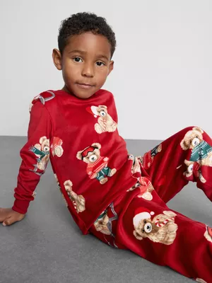 1,5-15 años | Pijama navideño rojo de ositos