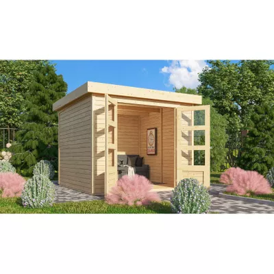 Karibu Gartenhaus "Calabar 2" SET naturbelassen mit Boden, Dachbahn
