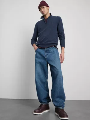 Jersey tipo polo con lana y cremallera de 1/4