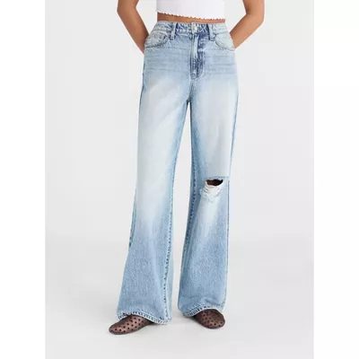 No Boundaries High Rise Baggy Wide Leg Jeans, 30'', 32", 34" Inseams, Women's and Women's Plus, Sizes XXS-4X