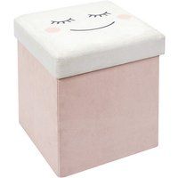 Puff smile plegable almacenaje cuadrado color rosa 30x30 cm (anchoxalto)