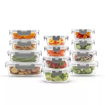 JoyJolt 24 pc Glass Storage Containers with Leakproof Lids Set