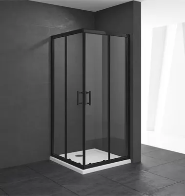MAMPARA DE DUCHA CUADRADA CORREDERA LEXIE 80X80CM NEGRO