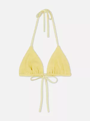 Top de bikini triangular fruncido