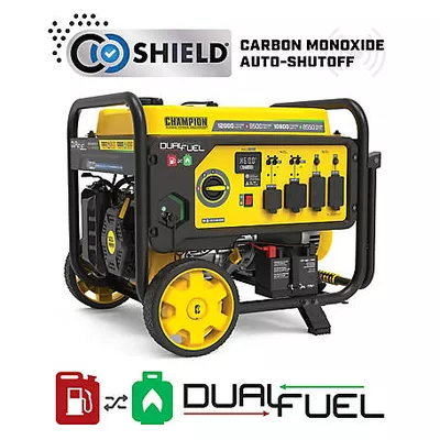 Champion Power Equipment 12,000-Watt Electric Start Dual Fuel Home Backup Portable Generator with CO Shield