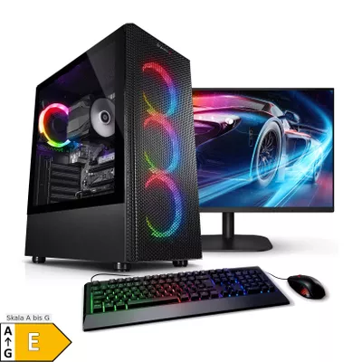 Gaming PC mit 27 Zoll TFT Viper V AMD Ryzen 5 5600GT, 16GB DDR4, AMD Vega Grafik, 500GB SSD, WLAN, Windows 11