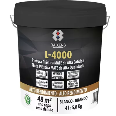 PINTURA PLASTICA BLANCA MATE 4L L4000