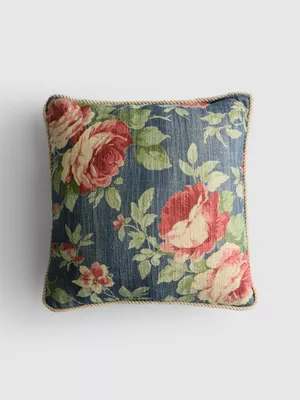 Cojín cuadrado rosa con flores
