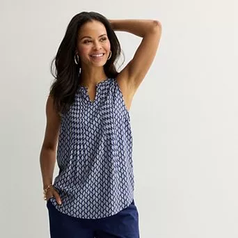 Women's Croft & Barrow® Pintuck Sleeveless Shell Top