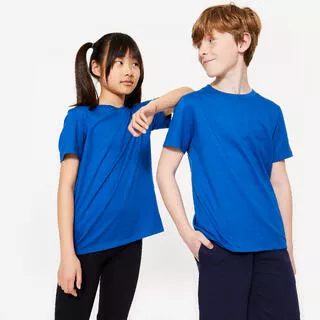 T-shirt bambino ginnastica regular fit cotone azzurra