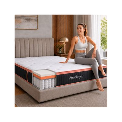 Arensberger Kupfermatratze mit Federkern & Kupferschaum + integrierter Topper   180x200 cm Höhe 25cm   Härtegrad H3/ H4   Taschenfederkern Matratze   Rollmatratze   ergonomisch