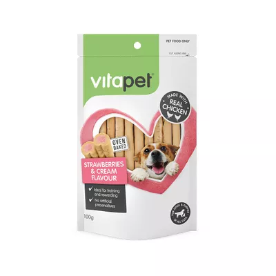 Vita Pet Strawberry & Cream Sticks With Chicken 100g