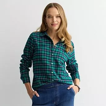 Women's Croft & Barrow® The Extra Soft Plaid Flannel Shirt