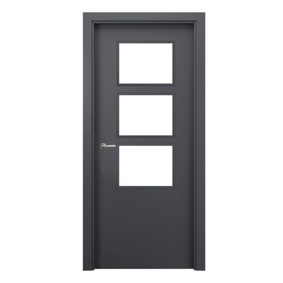 PUERTA INTERIOR EN BLOCK VINILO GRIS ACRISTALADA 70.5CM IZQUIERDA