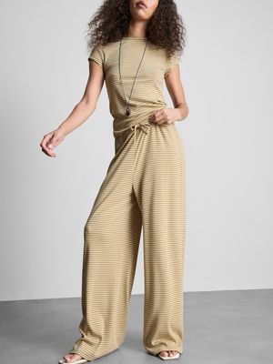 Pantalones de canalé de algodón de pernera ancha