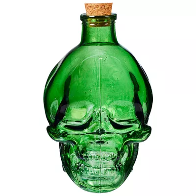 Halloween Skull Glass Bottle With Cork Assorted