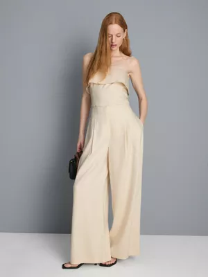 Pantalones anchos texturizados con pinzas