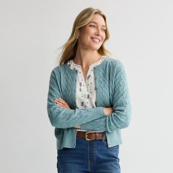 Women's Croft & Barrow® Extra Soft Classic Cable Knit Cardigan