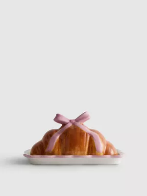 Mantequillera de cerámica en forma de croissant