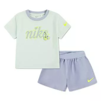 Baby Toddler & Little Girls 12 months - 6x Girls Nike Short Sleeve T-shirt & Dri-FIT Crossover Shorts 2 pc Set